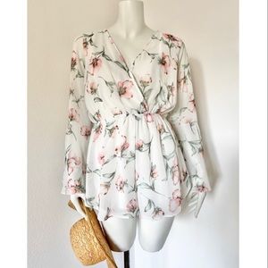 Audrey 3+1 Floral Bell Sleeve Romper
